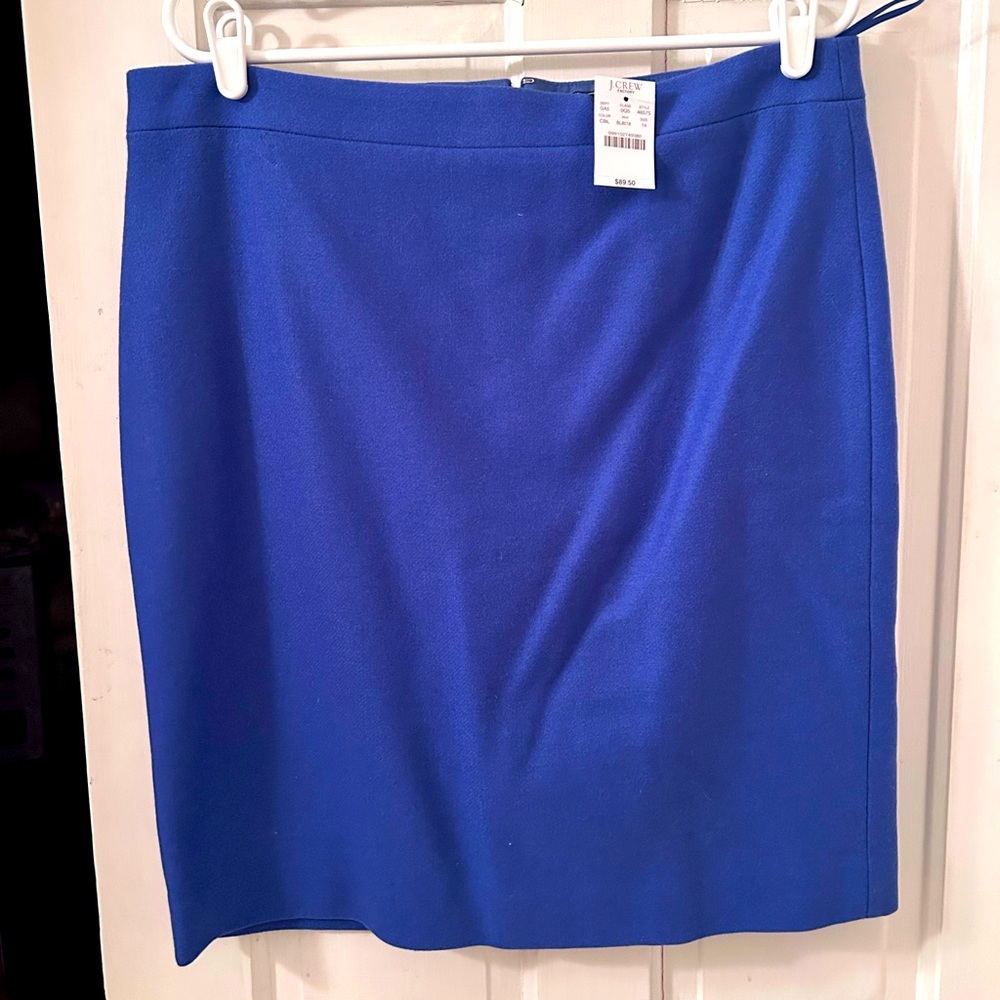 J.Crew Factory Cobalt Blue Knee-Length Wool Pencil Skirt, size 14